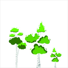 Set of three. tree abstract Nature illustration. isolated white background.