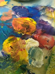 Palette de couleurs, peinture acrylique