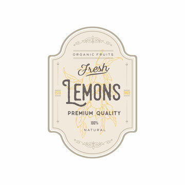 Lemon Badge or Logo Template. Vintage Premium Emblem. Isolated.