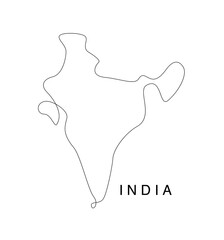 Line art India map. continuous line east world map. vector illustration . single line asia world. Vector illustration