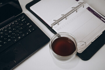 office work, notepad, laptop, it