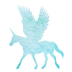 pegasus watercolor silhouette,on white background,isolated