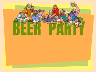 Fototapeta premium beer party, oktoberfest joyful men gathered at the beer festival