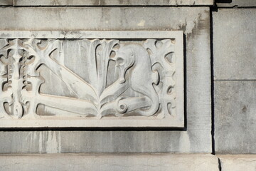 Sculpted Seahorse on the Facade of a Herengracht Canal Building in Amsterdam, Netherlands