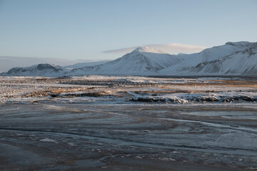 Winterlandschaft am Borgarfjörður an der Route 532