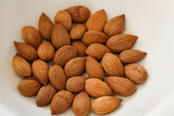 Almond background close up.Apricot kernel