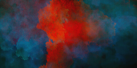 Abstract watercolor background Old vintage retro red background texture. Red and blue abstract grungy wall background.