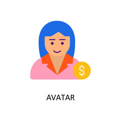 Avatar Vector Flat Icon Design illustration. Banking and Payment Symbol on White background EPS 10 File
