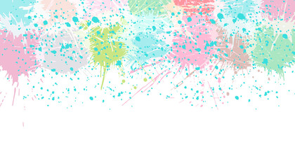 Banner with bright colorful splash blots at top of  background. Vector illustration