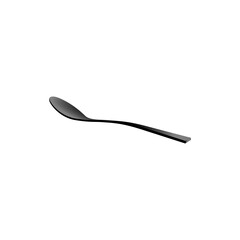 The icon of a stylish black teaspoon on a white background.