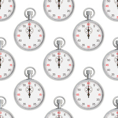 Naklejka premium Silver and white Stopwatch on seamless background