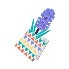 Hyacinth flower and napkin isolated on white background.Vector spring flower can be used in holiday designs, postcards.textiles.