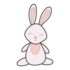 Vector pink cute baby bunny isolated illustration