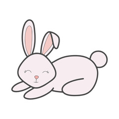 Vector pink cute baby bunny isolated illustration.