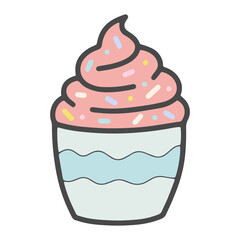 Vector coloful cupcake with cream isolated illustration