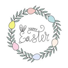 Vector easter holiday spring wreath isolated illustration
