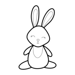 Vector line cute baby bunny isolated illustration.