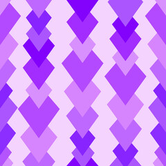 seamless pattern in pink tones of stylized hearts of different shades, combined into vertical stripes for prints on fabric, festive packaging and for the design of illustrations in a romantic style