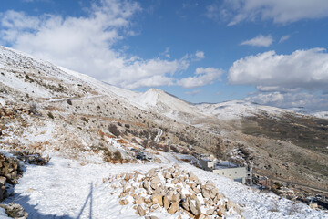 Majdal Shams and Mount Hermon in a snowy winter