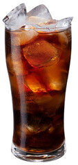 Chilled glass of cola drink with ice cubes isolated on white background. Clipping path.