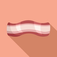 Cooked bacon icon flat vector. Slice meat