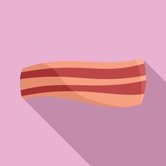 Bbq bacon icon flat vector. Meat slice