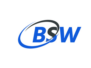 BSW letter creative modern elegant swoosh logo design