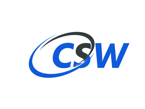 CSW letter creative modern elegant swoosh logo design