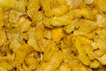 Breakfast Cereal Corn Flakes Closeup View for Background