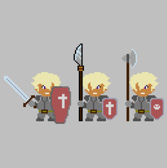 Set of pixel characters in art style