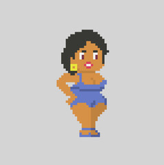 Fototapeta na wymiar Woman pixel character in art style
