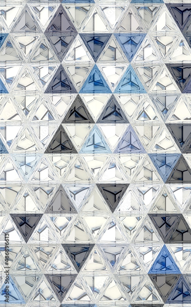 Aufkleber pattern and design from stack of 3d cube shapes in white and blue with black edges distorted by patt