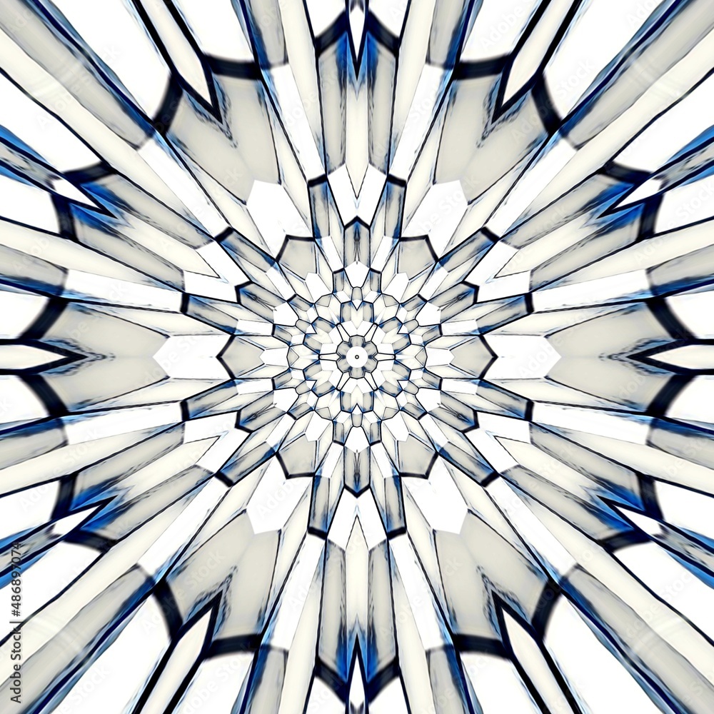 Aufkleber pattern and design from stack of 3d cube shapes in white and blue with black edges distorted by patt