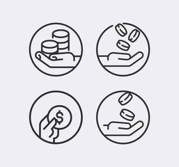 Money line icon set