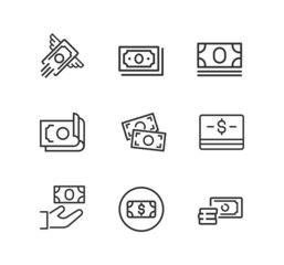 Money line icon set