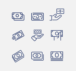 Money line icon set