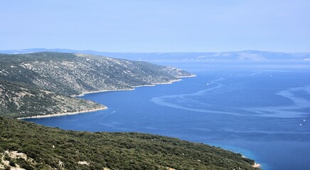 Fototapeta na wymiar sea seen from the ancient hill town Lubenice, island Cres, Croatia