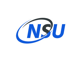 NSU letter creative modern elegant swoosh logo design