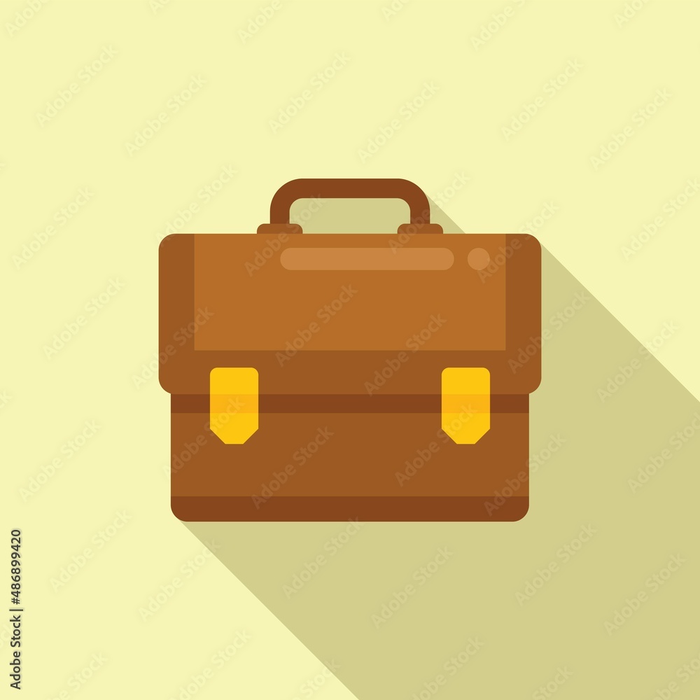 Poster Holding briefcase icon flat vector. Work bag