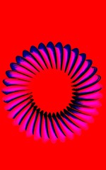 3D vividly coloured mobius ring on colourful plain background