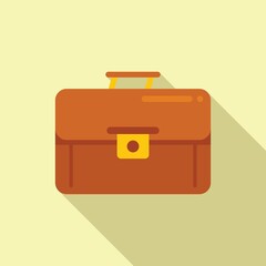 Classic briefcase icon flat vector. Business case