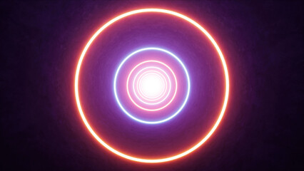 Glowing Red and Blue Circle Light in the Cave 3D Rendering