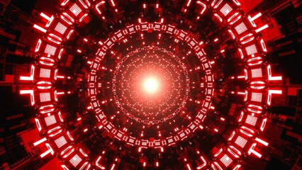 Glowing Red Light Mechanical Tunnel