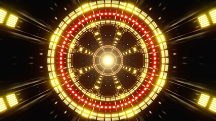 Shining Red and Yellow Light Night Tunnel Effect