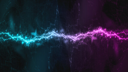 Fototapeta Neon plasma, abstract electrical lightning obraz