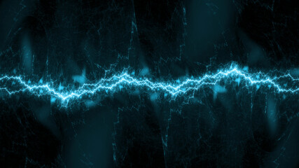 Blue fractal lightning background, electrical abstract