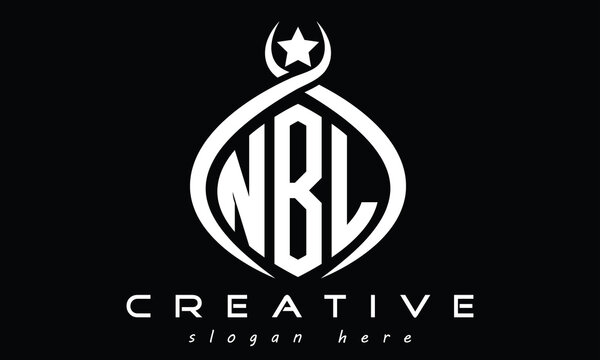 NBL three letters monogram curved oval initial logo design, geometric minimalist creative logo, vector template