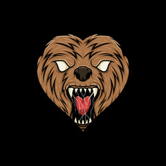 Love head bear valentine's day illustration