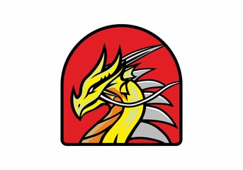 Yellow red dragon flat illustration