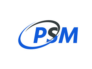 PSM letter creative modern elegant swoosh logo design